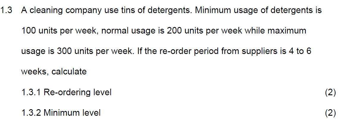 1.3 A cleaning company use tins of detergents.