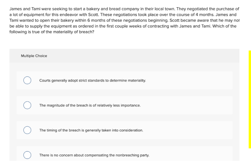 James and Tami were seeking to start a bakery and