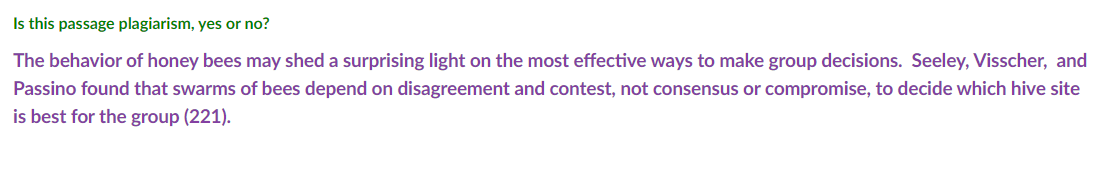 Is this passage plagiarism, yes or no? The