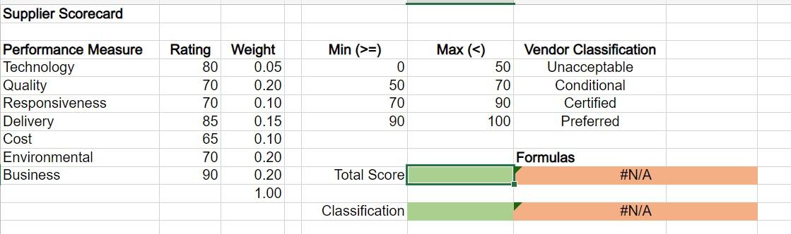 Excel Online Structured Activity: Supplier