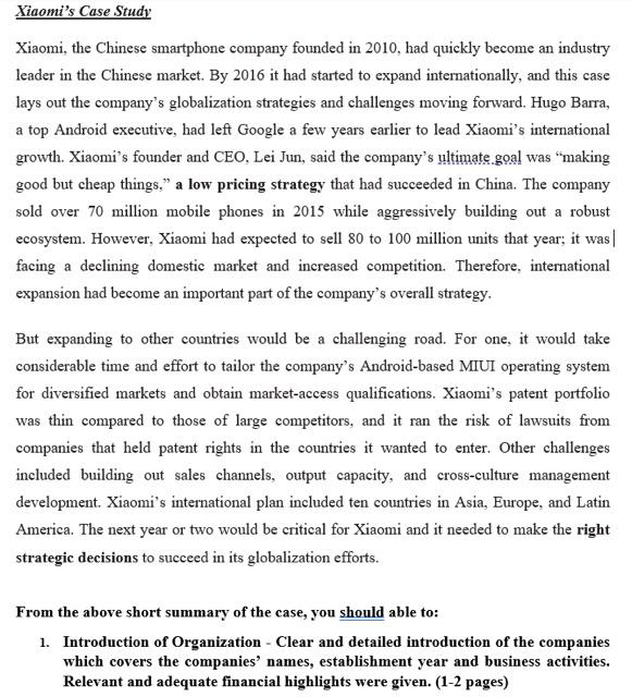 Xiaomi, the Chinese smartphone company founded in