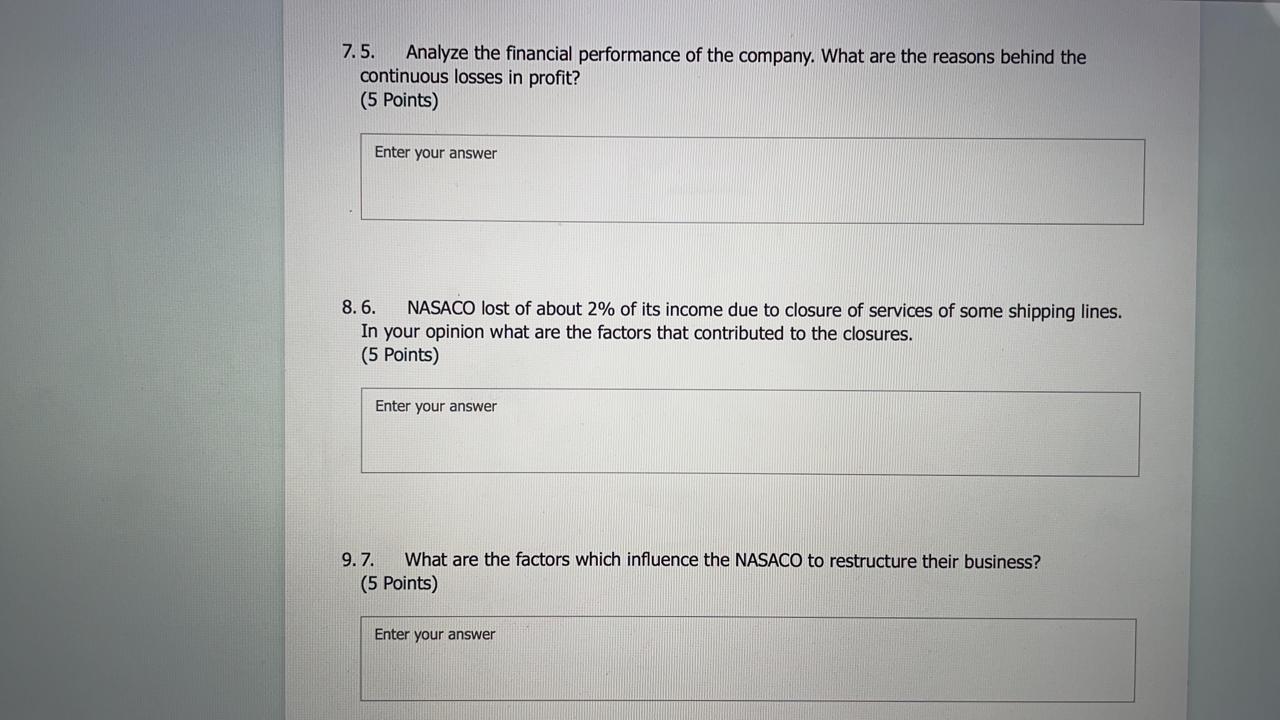 Give answer according NASACO COMPANY 7.5. Analyze
