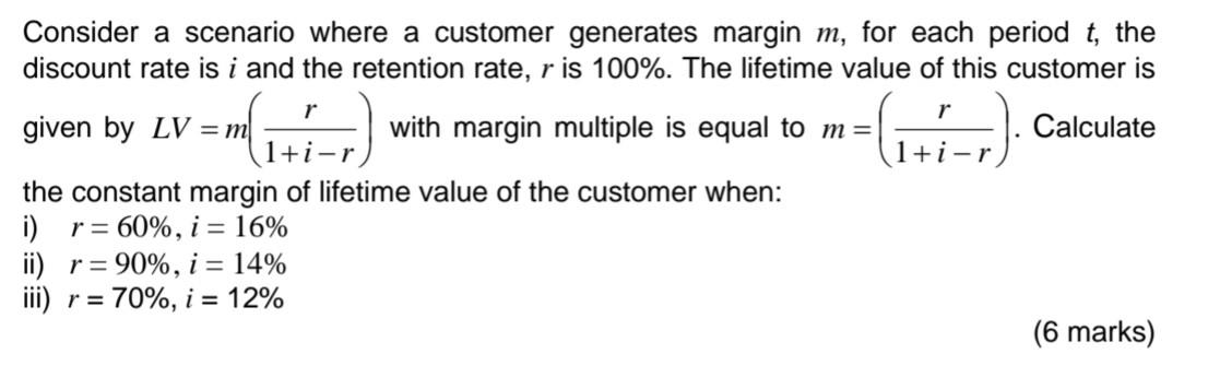 marketing model Consider a scenario where a