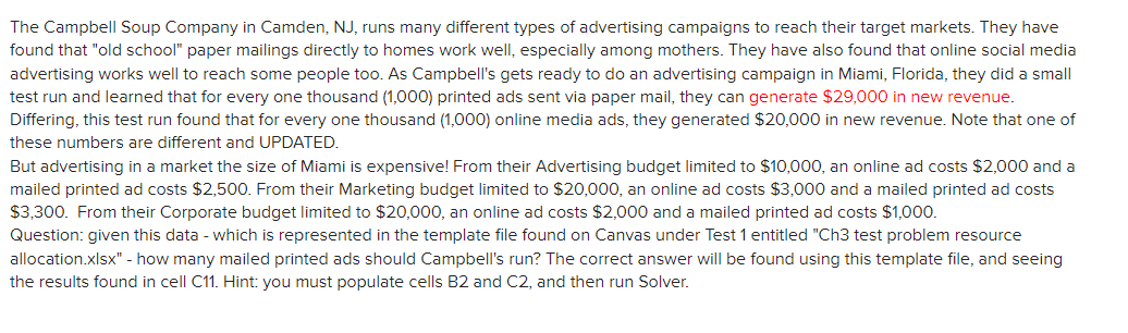 The Campbell Soup Company in Camden, NJ, runs