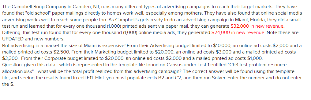 The Campbell Soup Company in Camden, NJ, runs