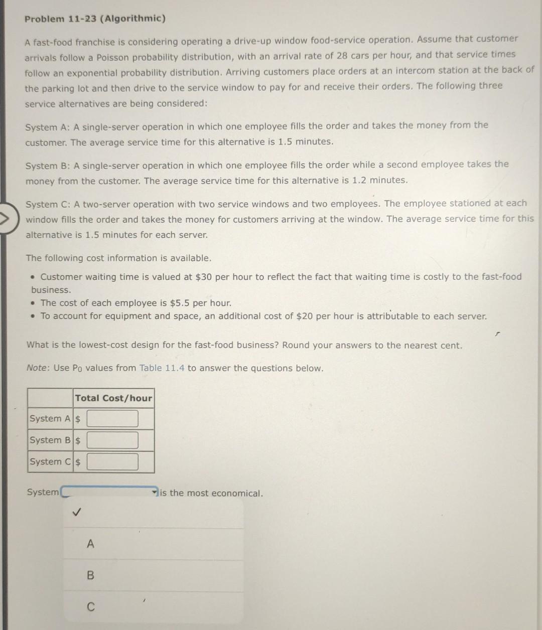 TABLE 11.4 VALUES OF Po FOR MULTIPLE-SERVER