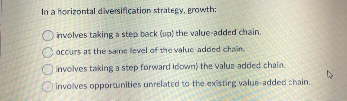 In a horizontal diversification strategy, growth: