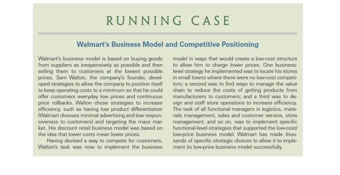 Summarize the case study RUNNING CASE Walmart's