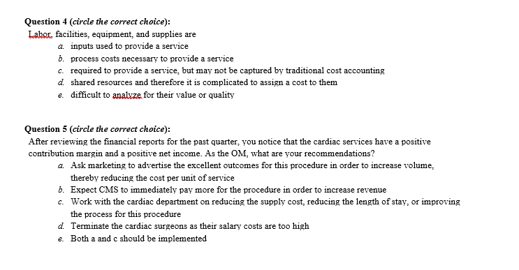 Please answer questions 4. & 5. Question 4
