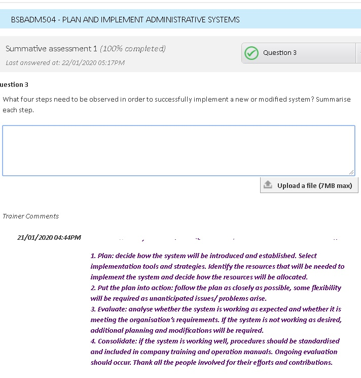 BSBADM504 - PLAN AND IMPLEMENT ADMINISTRATIVE