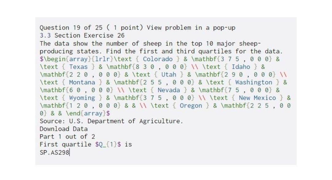 Question 19 of 25 ( 1 point) View problem in a