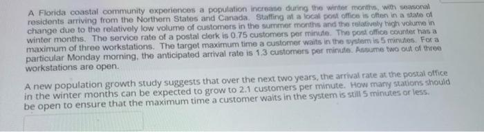 use excel A Florida coastal community experiences