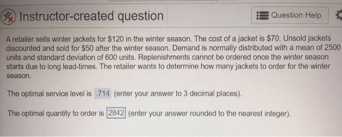 2x Instructor-created question Question Help A