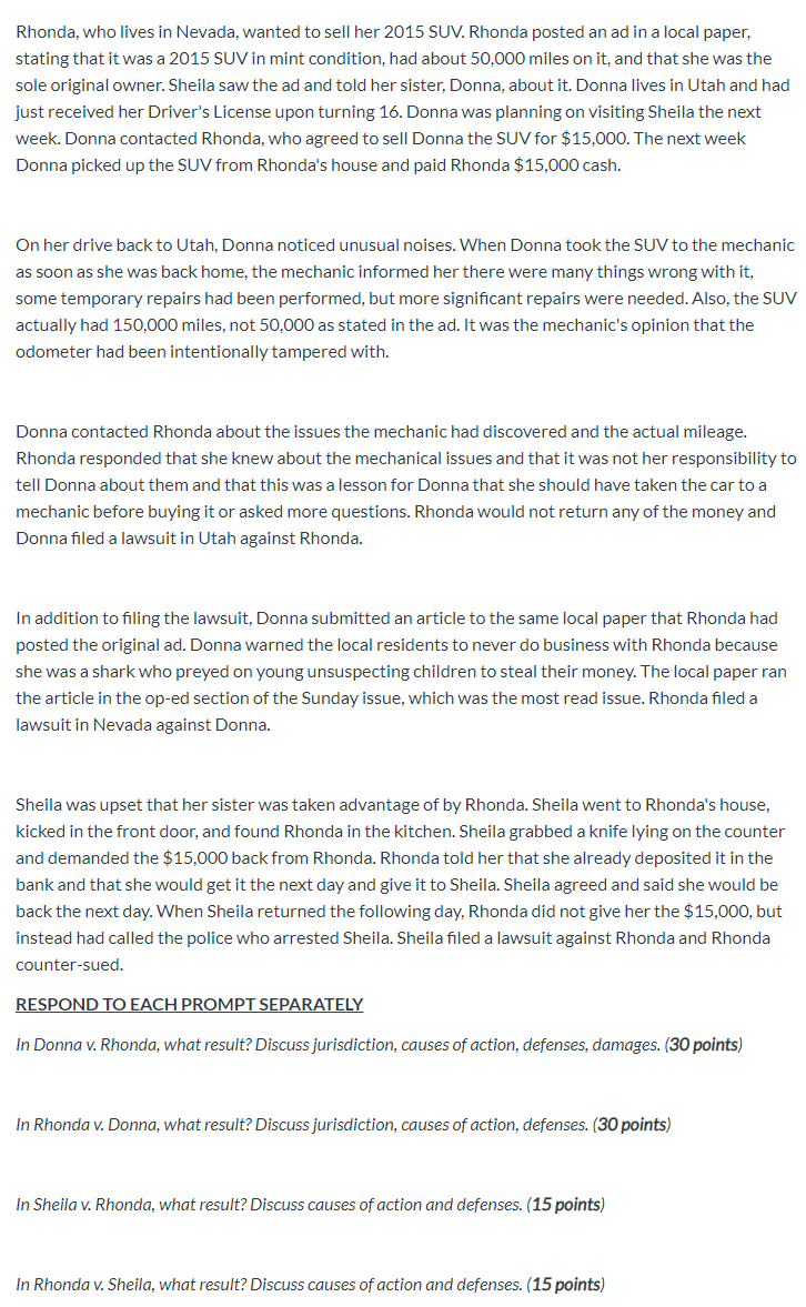 Rhonda, who lives in Nevada, wanted to sell her