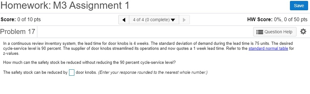 Homework: M3 Assignment 1 Save Score: 0 of 10 pts