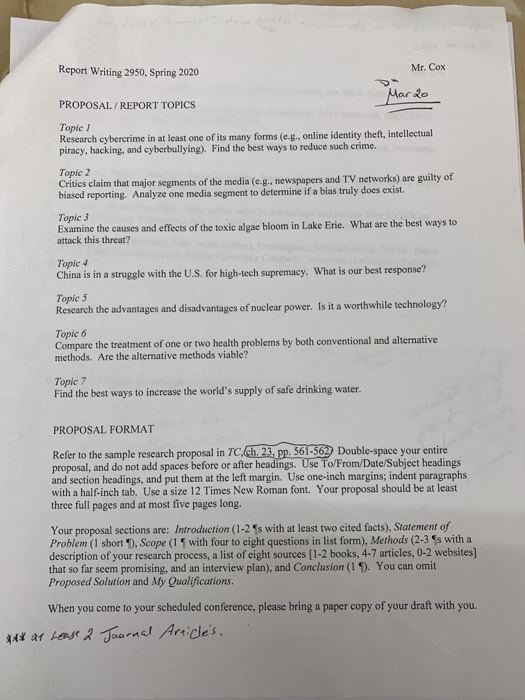 Nore al any Que These Topics and Write Choose