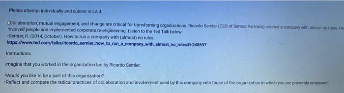 Please attempt individually and submit in LA 4: