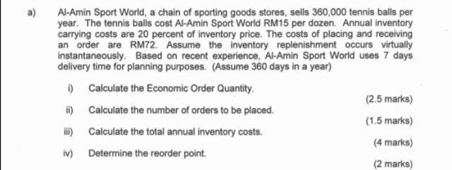 a) Al-Amin Sport World, a chain of sporting goods