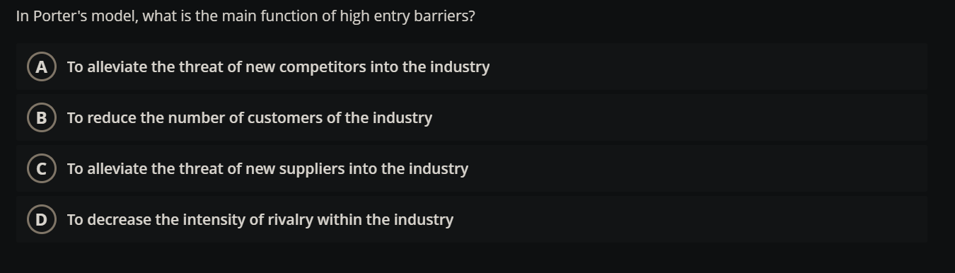 In Porter's model, what is the main function of