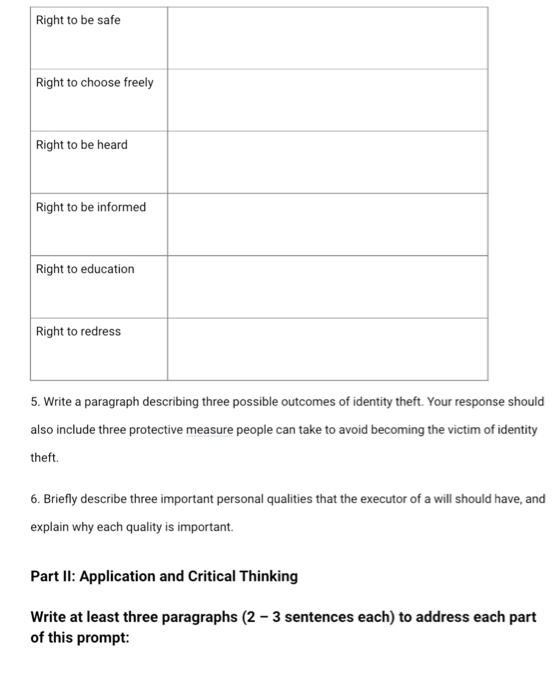 Part I: Short Answer Questions 1. Complete the
