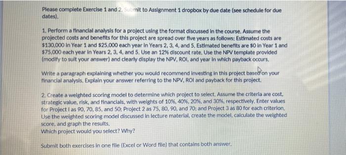 Please complete Exercise 1 and 2. Sulimit to