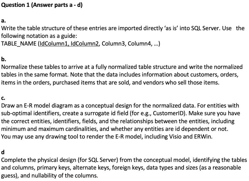 The following are samples from spreadsheet