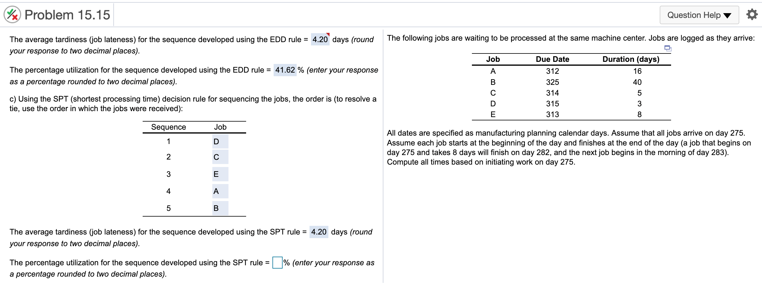 Please Find: "The Percentage utilization for the
