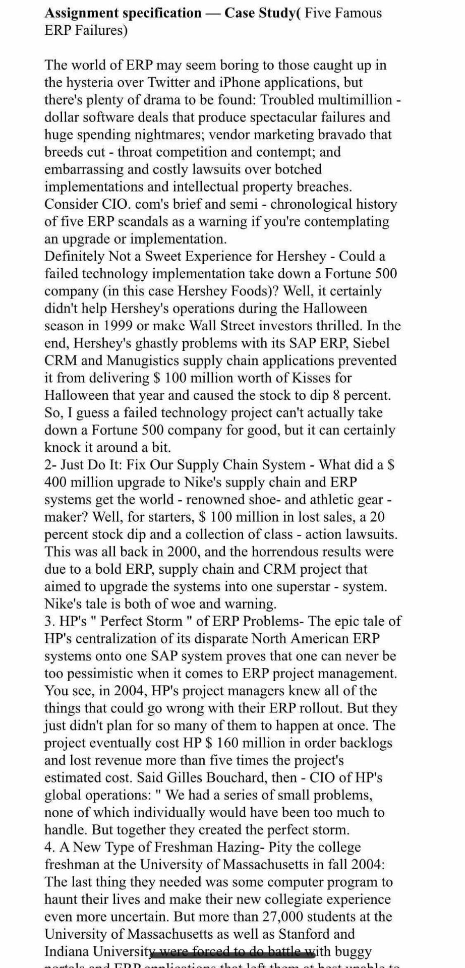 I want a solution, please Case Study( Five Famous