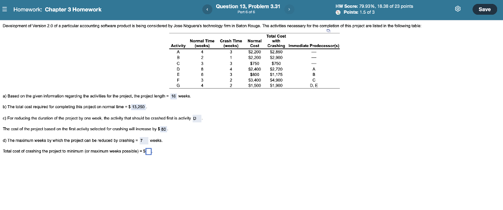 Homework: Chapter 3 Homework Question 13, Problem