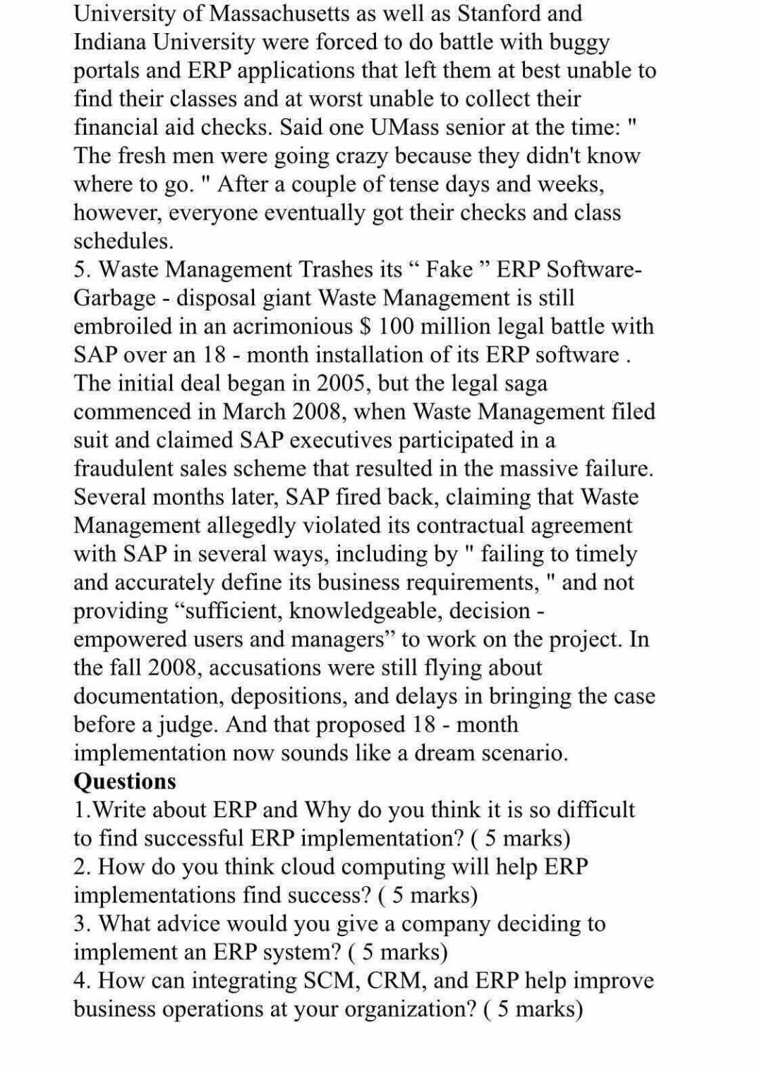 I want a solution, please Case Study( Five Famous