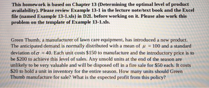 This homework is based on Chapter 13 (Determining
