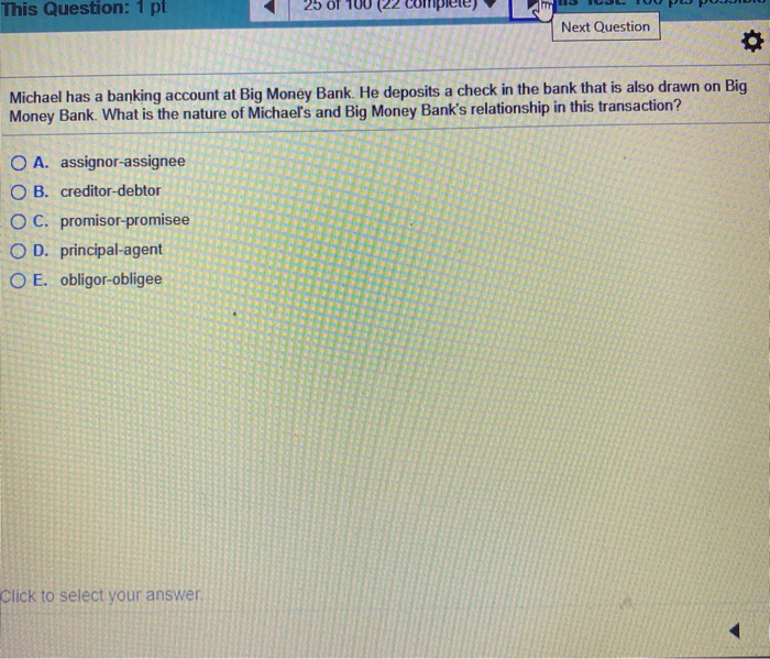 This Question: 1 pt 25 OT Next Question Michael