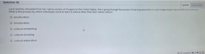 Question 36 pits Luca recently relocated from her