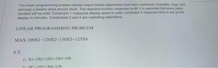 all one question use Excel The linear programming