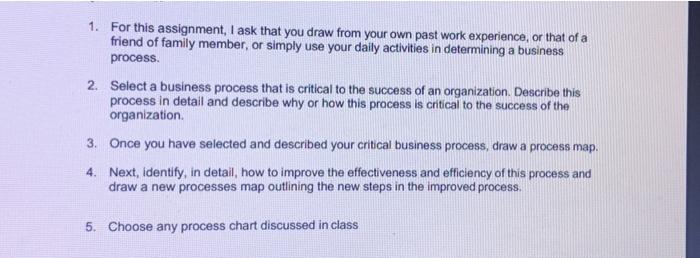 1. For this assignment, I ask that you draw from