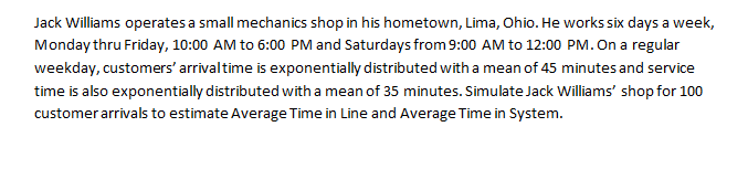 Solve Using Excel Jack Williams operates a small