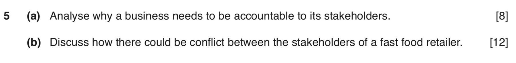 5 (a) Analyse why a business needs to be