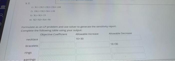 all one question use Excel The linear programming