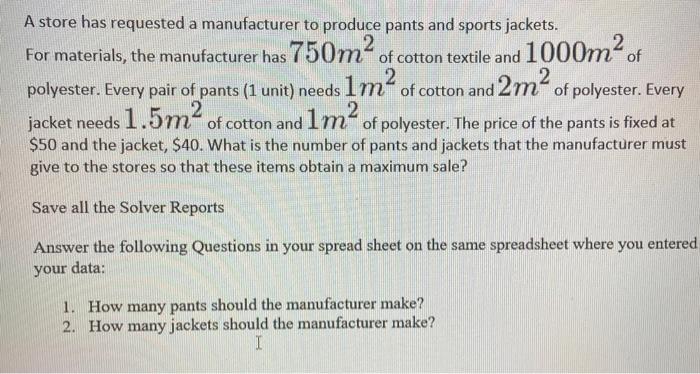 How do you do this In Excel? A store has