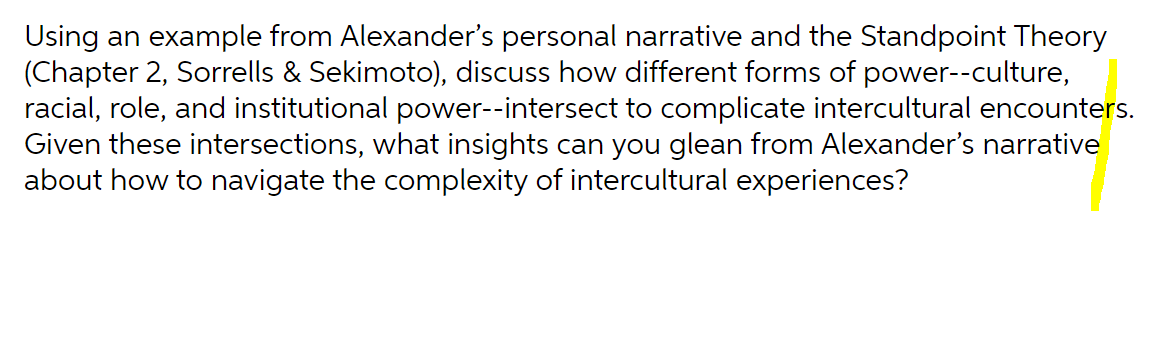 Using an example from Alexander's personal