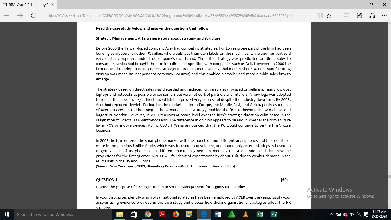 BBA Year 2 PH January 2 X + - 0 X E