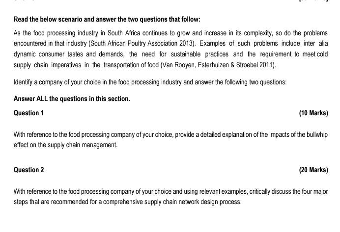 Read the below scenario and answer the two