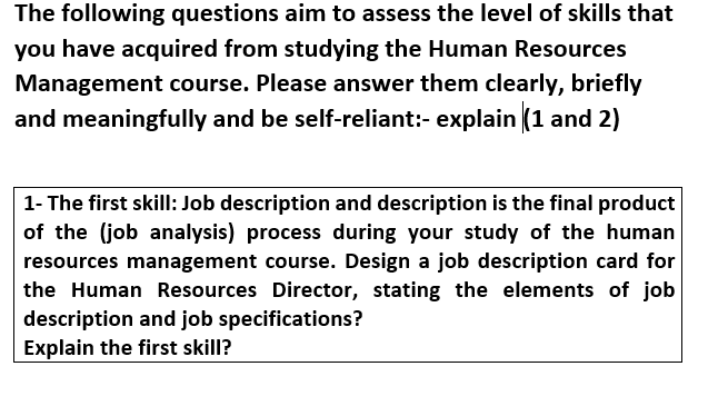 Design a job description card of these 7 elements