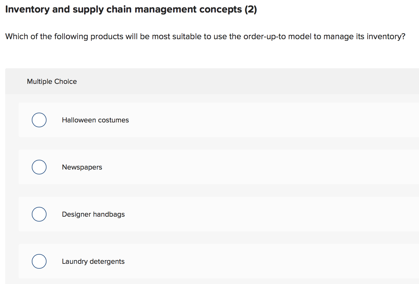 Inventory and supply chain management concepts