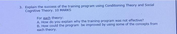 3. Explain the success of the training program