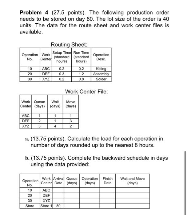 Problem 4 (27.5 points). The following production