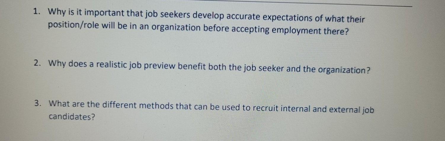 1. Why is it important that job seekers develop