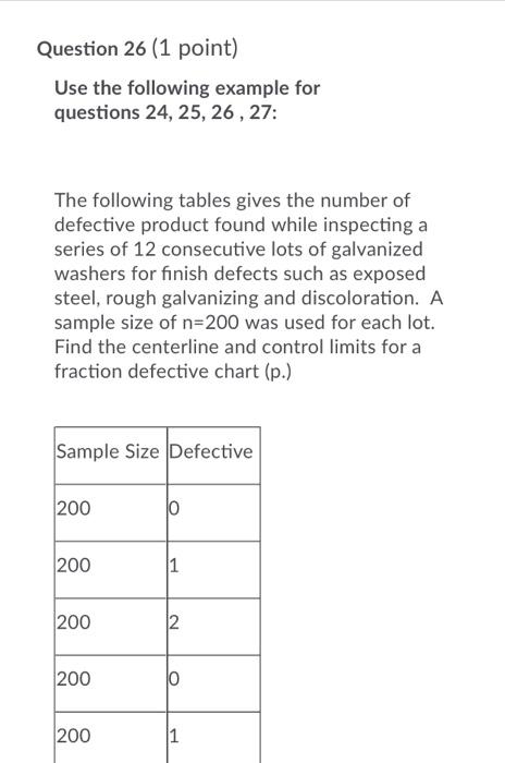 Question 26 (1 point) Use the following example
