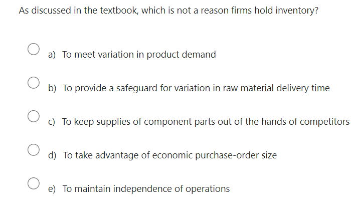 As discussed in the textbook, which is a