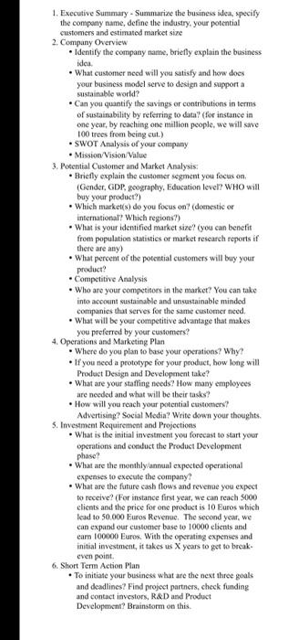 1. Executive Summary - Summarize the business